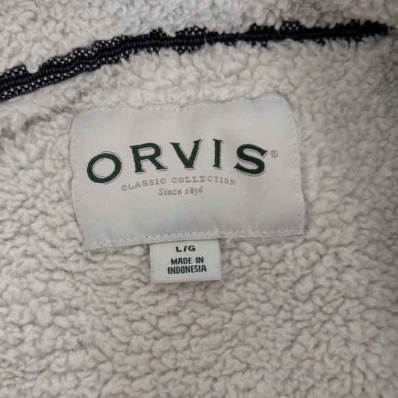ORVIS Pullover Men's L Gray Sweater 1/4 Zip Pockets Sherpa Lining Mock Neck - Picture 11 of 15